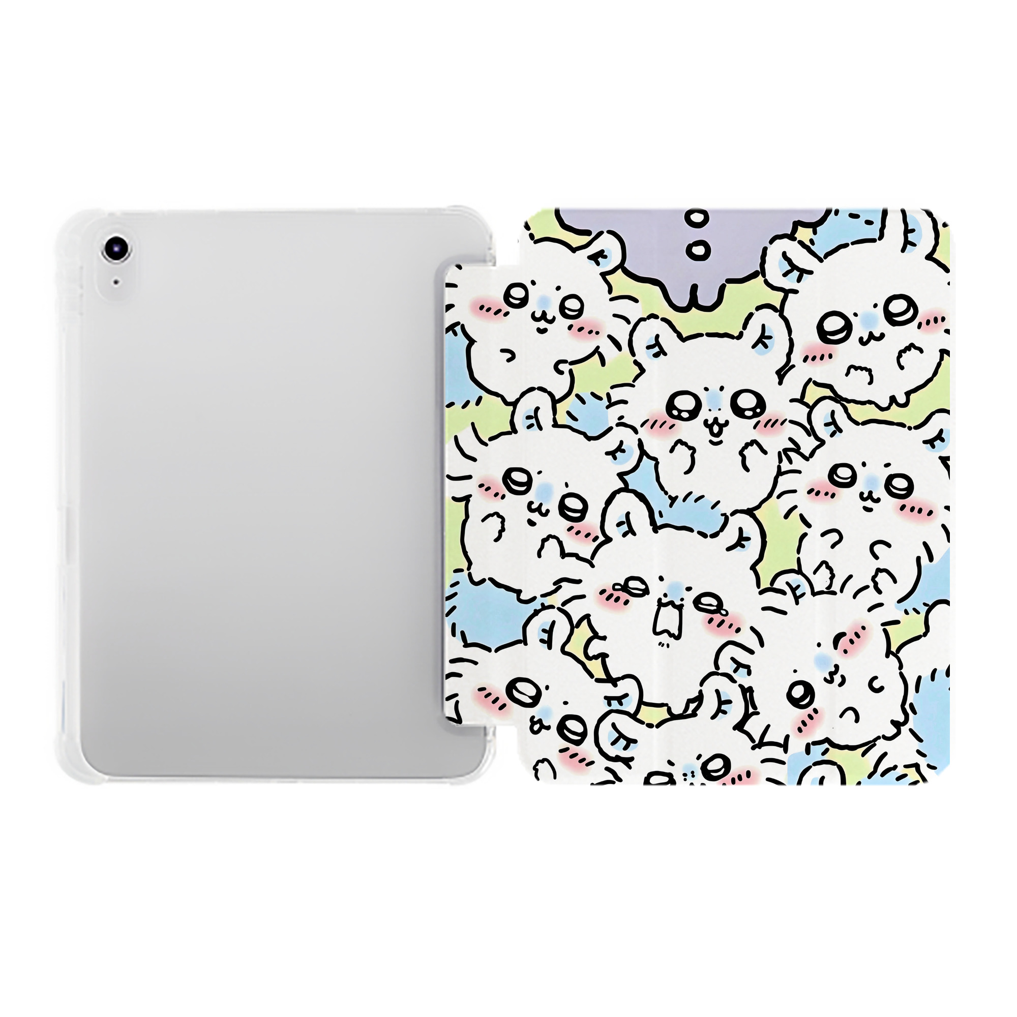 （画像用） ちいかわ Chii-kawa IPad ケース ペン収納付き 三つ折りスタンド PUレザー×シリコン 対応機種9.5/10.5/10.9インチ